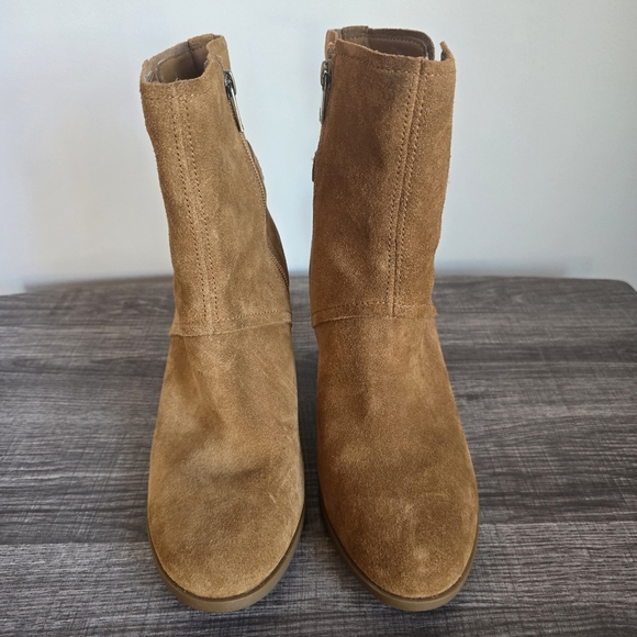 Koolaburra by UGG Samiah Chestnut Brown Suede Leather Heeled Bootie Boot SZ 8 - Picture 3 of 13